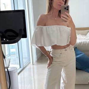 Aritzia white crop top blouse size XXS | romantic, coquette girl